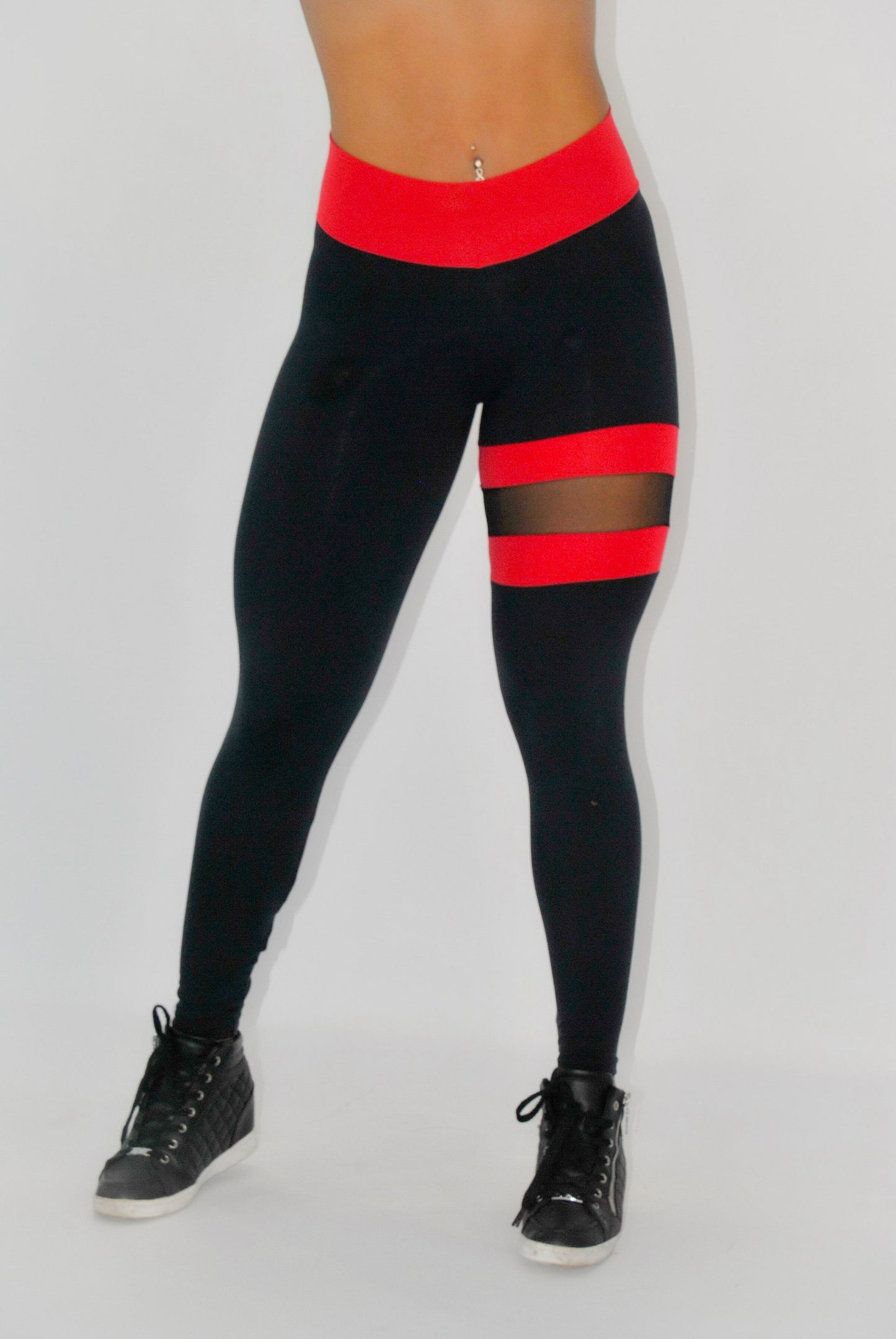 LEG BAND RED AND BLACK LEGGINGS